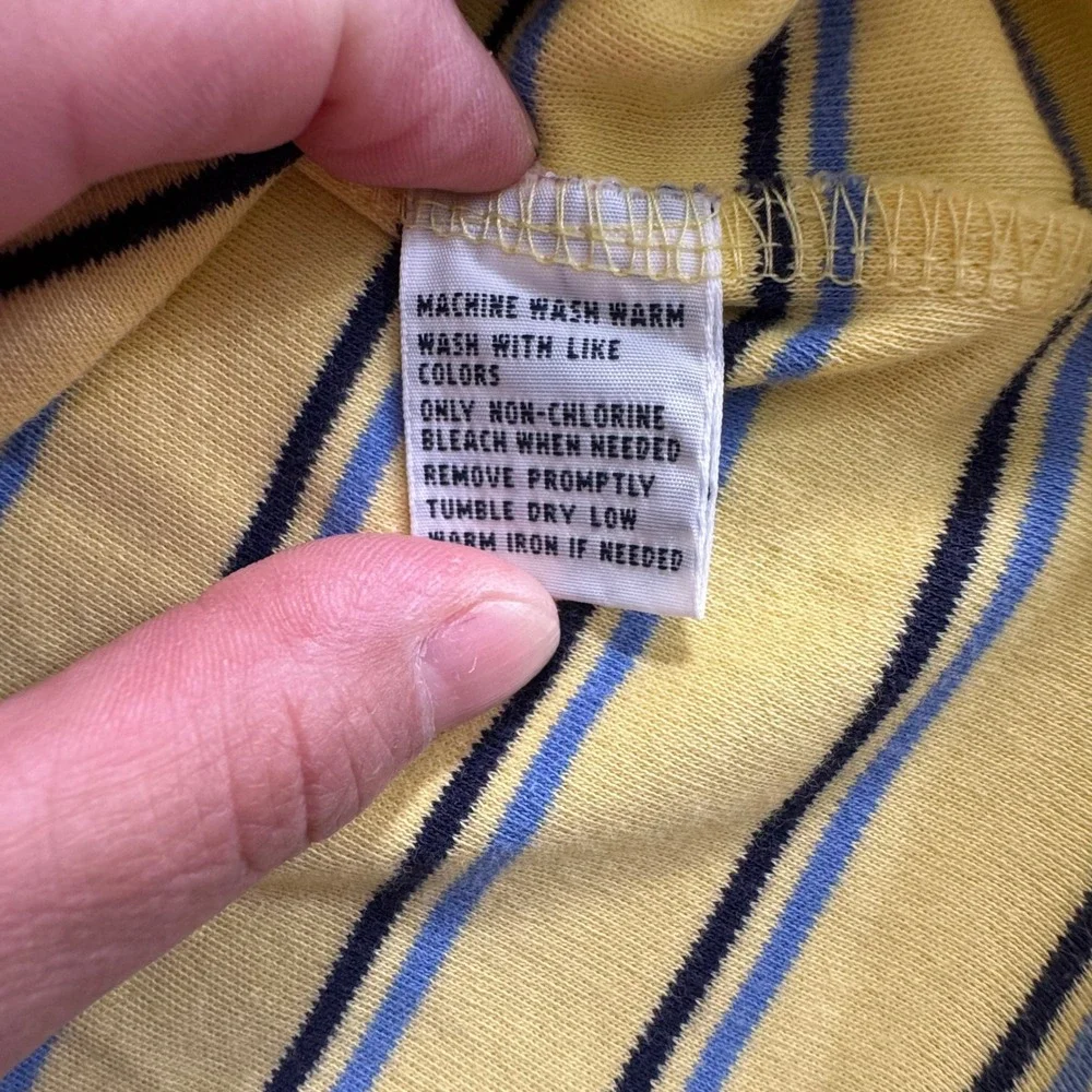 Polo Ralph Lauren Polo Shirt Mens XL Striped Cotton Classic Fit Yellow Vintage